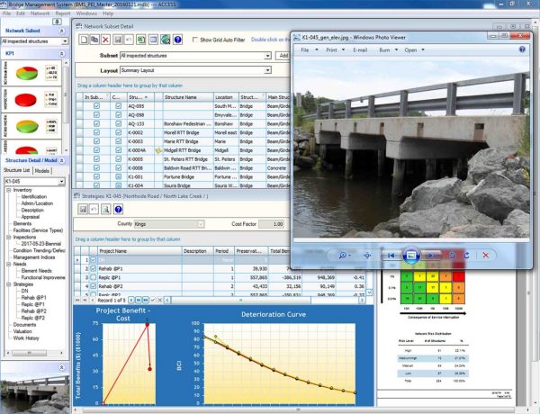Screenshot of Stantec's bridge management system (BMS).