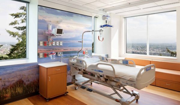 Interior design of patient room in health facility.
