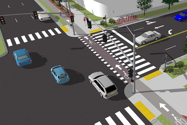 Street rendering with cars