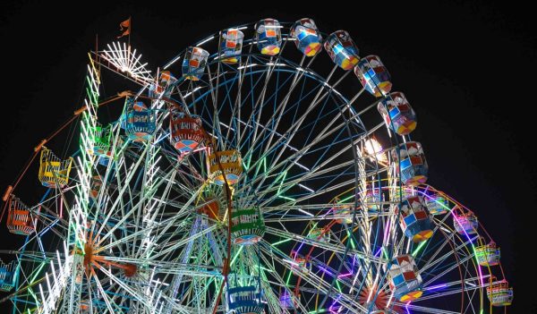 roller coaster night celebration festival lighting