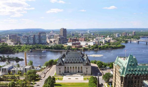 Canada Supreme Court and Gatineau Skyline aerial view, Ottawa