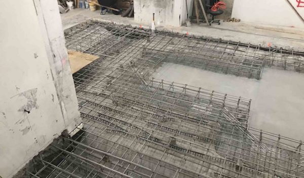 Floor slab being form and poured.