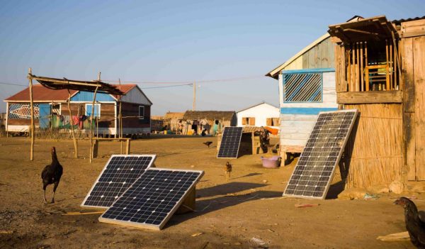 Solar panels in a Madagascar village.