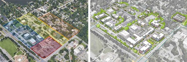 A before (left) and after view of the West Annapolis Master Plan in Maryland.