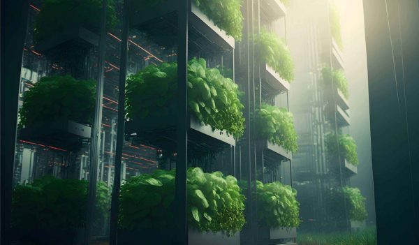 Vertical Farming Concept, 3d future plant Laboratory, Agriculture