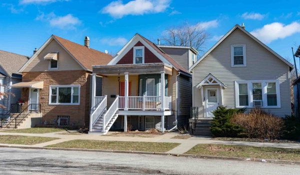 A Row of Three Wood Homes in Logan Square Chicago
