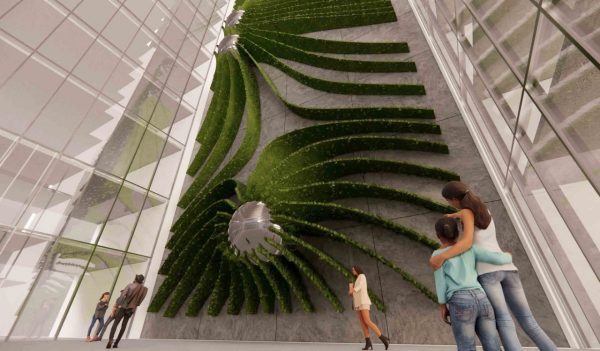 Rendering of a green wall concept.