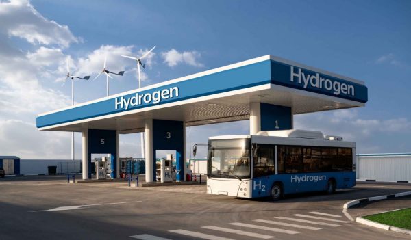 Rendering of hydrogen station for vehicles.