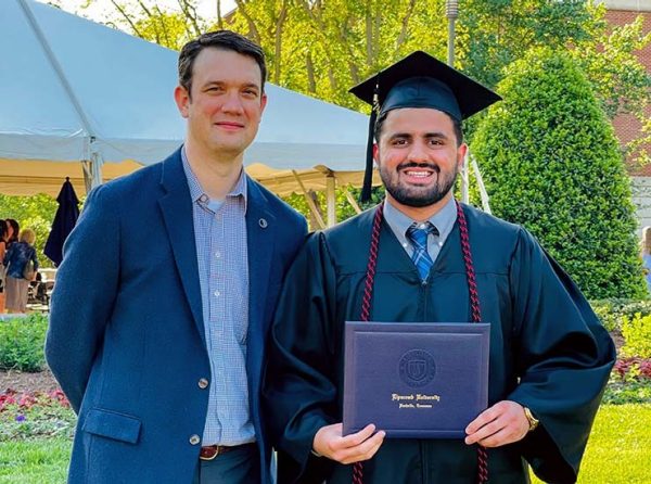 Marc Pearson (left) and Saad (right) during Saad’s graduation from Lipscomb University.