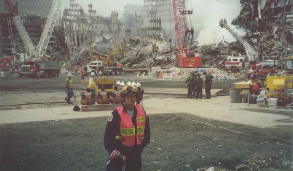 Jeff Crews on site of the World Trade Center after 911.