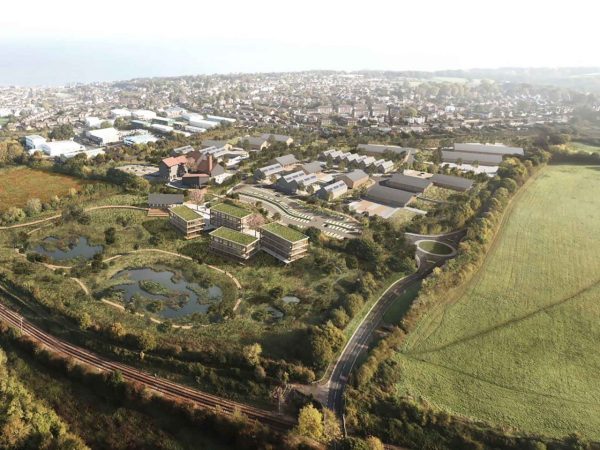Aerial view of development on the Isle of Wight