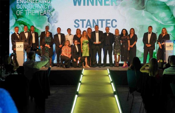 Stantec employees at the Water Industry Awards 2023 accepting awards     