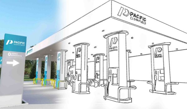 Rendering of a hydrogen fueling station