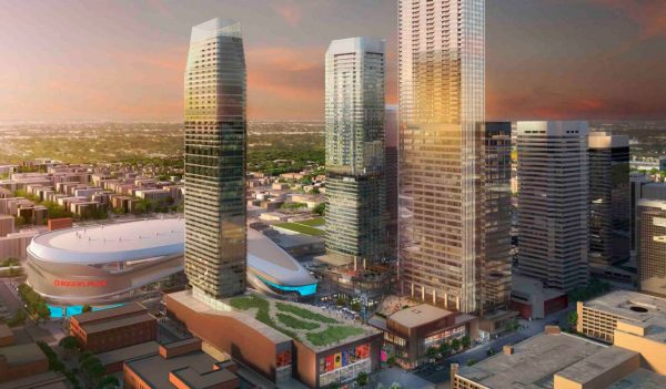 A view of the new ice district in downtown Edmonton, Alberta - rendering