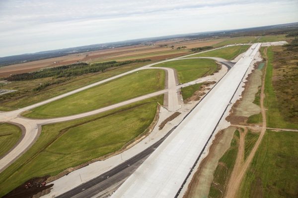 Aerial view of the runways