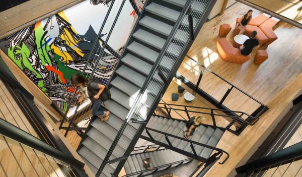 View down an open stairwell