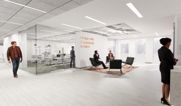 Rendering of the Stantec reception area