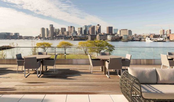 Rendering of city view from patio area