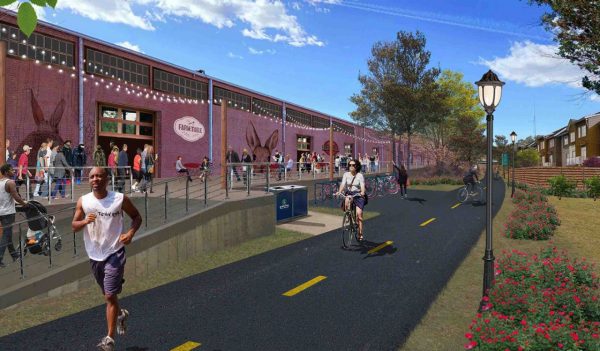 Rendering of  new pedestrian/cycle path.