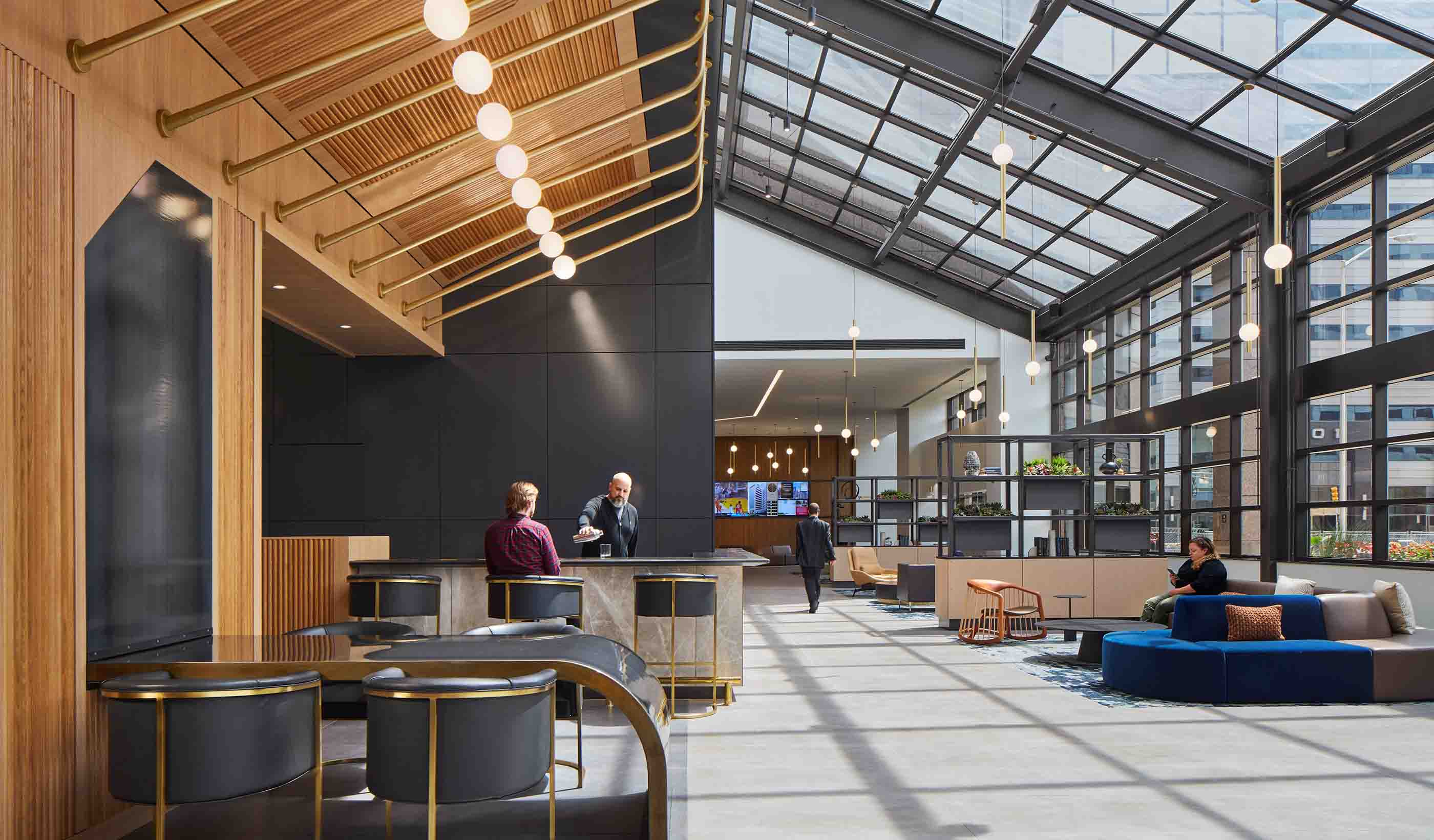 Workplace Reboot: A glass concourse transformed creates an urban, big city vibe