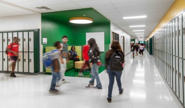 Hallway with students and lockers