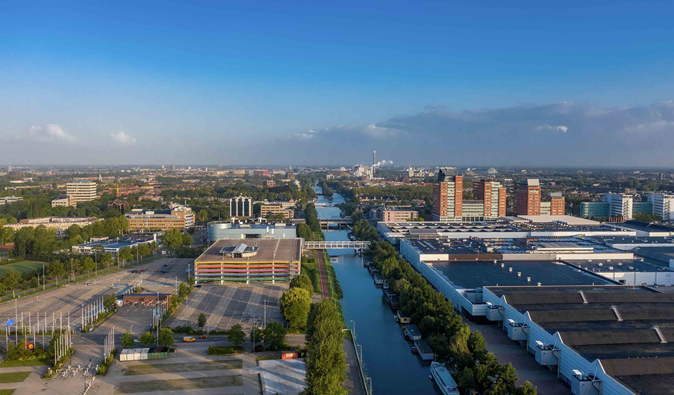 Aerial view of business park in Utrecht