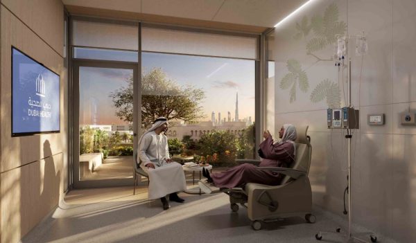 Interior rendering of patient treatment room.